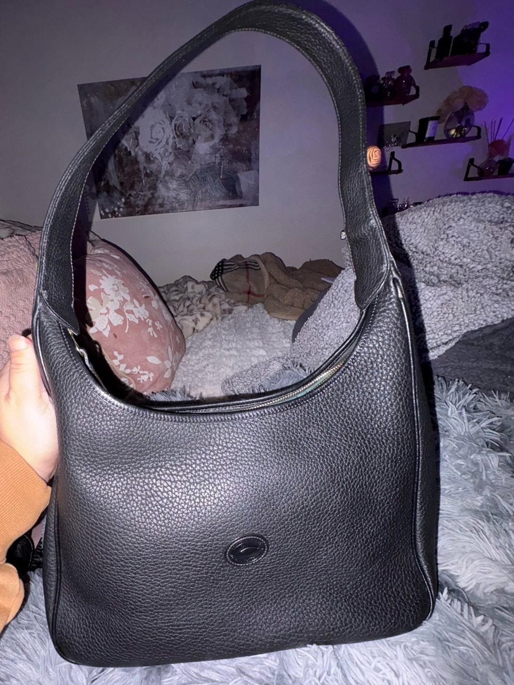 Dooney & Bourke Black Pebbled Leather Hobo Shoulder Bag